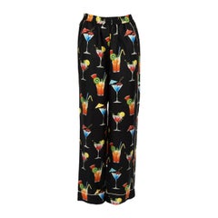 Dolce & Gabbana Pyjama-Hose aus Seide mit Cocktail-Druck Größe M