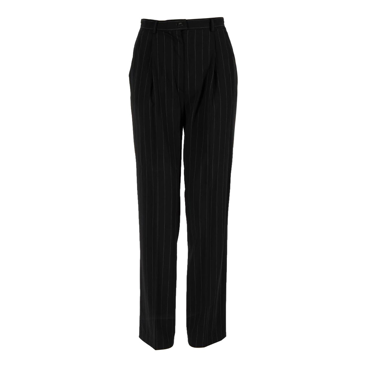 Escada Black Wool Pinstripe Straight Leg Trousers Size XS For Sale