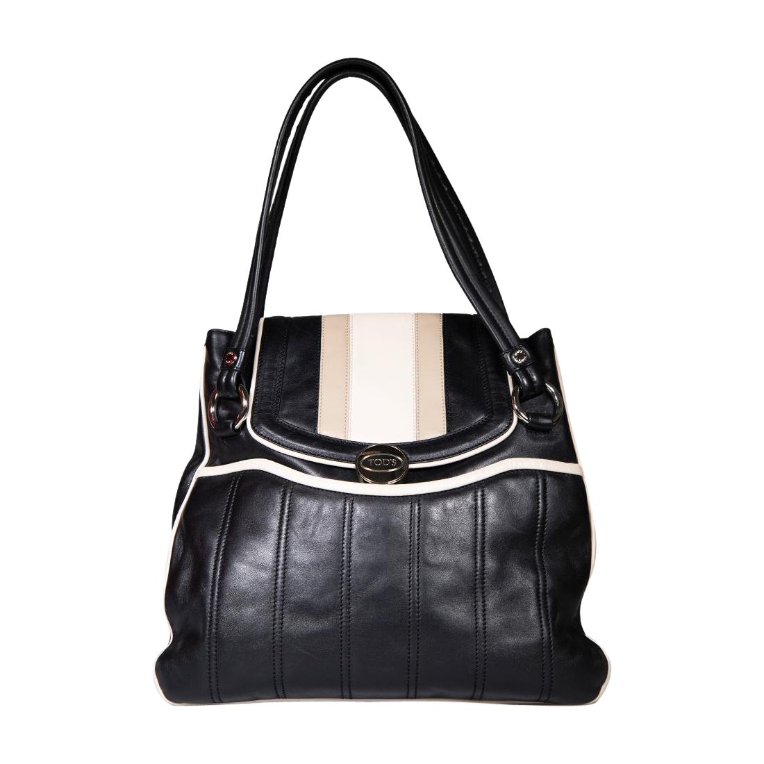 Tod's Black Leather Panelled Shoulder Bag For Sale