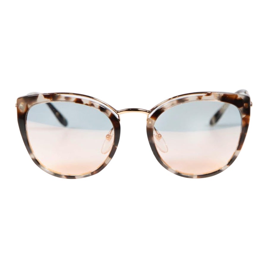 Prada Brown Tortoiseshell SPR 20U Cat Eye Sunglasses For Sale