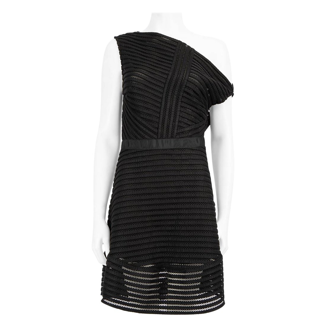 Self-Portrait Black Sleeveless Sheer Mini Dress Size L For Sale