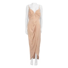 Used Zimmermann Pink Silk Plunge Neck Drape Dress Size XL