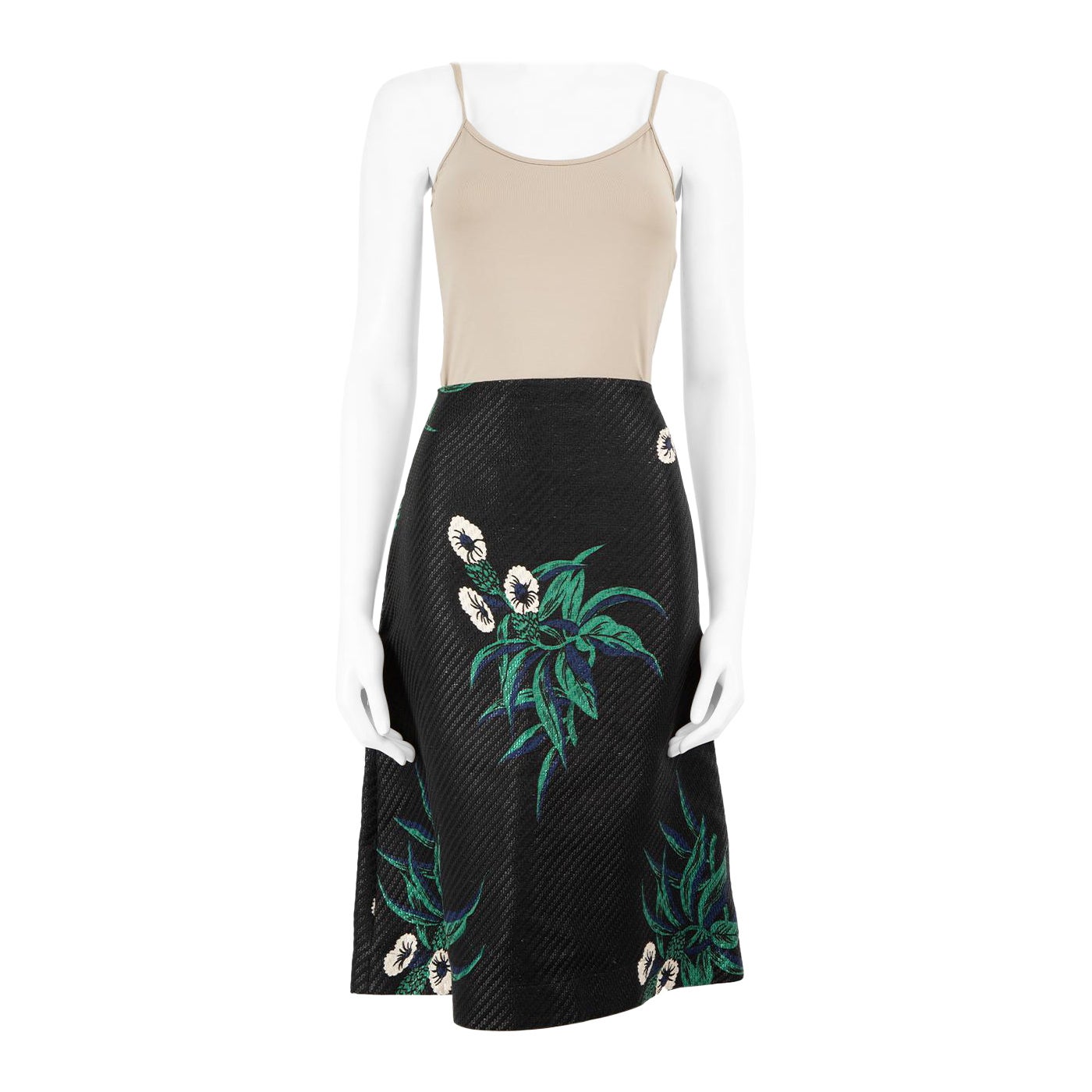 Marni Black Woven Floral Pattern Skirt Size S For Sale