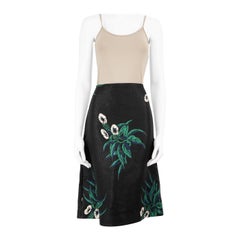 Marni Black Woven Floral Pattern Skirt Size S