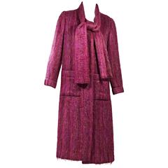 Pink Vintage Chanel Neck Scarf Wool Jacket