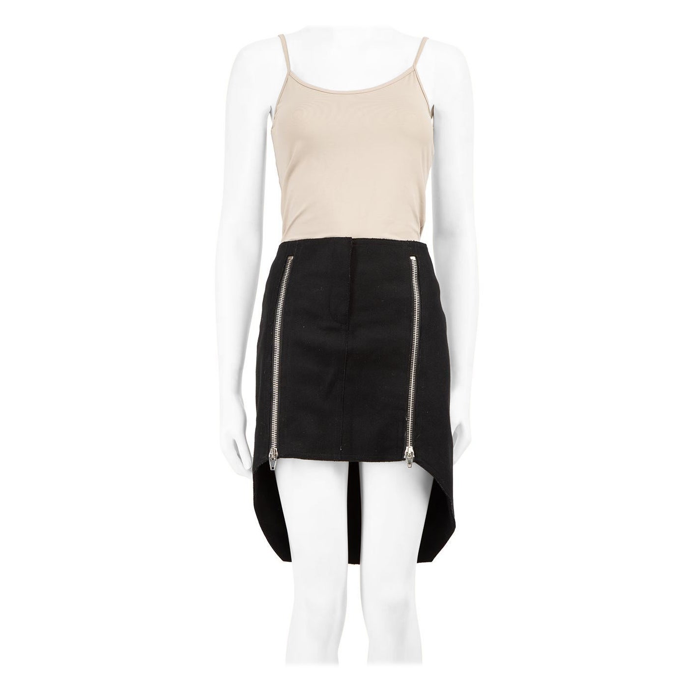 Alexander Wang Black Wool Zipped Mini Skirt Size S For Sale
