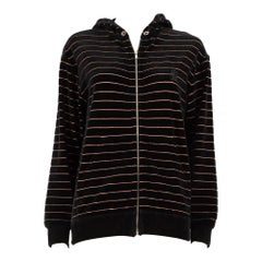 Sonia Rykiel Black Velvet Striped Zipped Jacket Size M