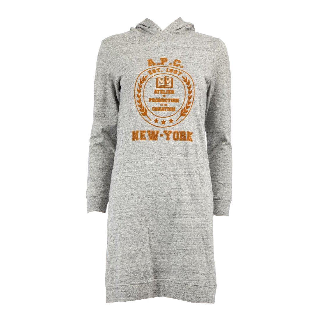 A.P.C. Grey Logo Hooded Sweater Dress Size S For Sale