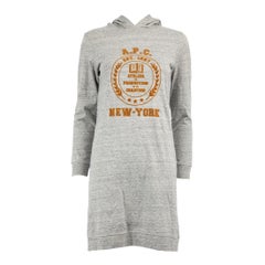 A.P.C. Grey Logo Hooded Sweater Dress Size S