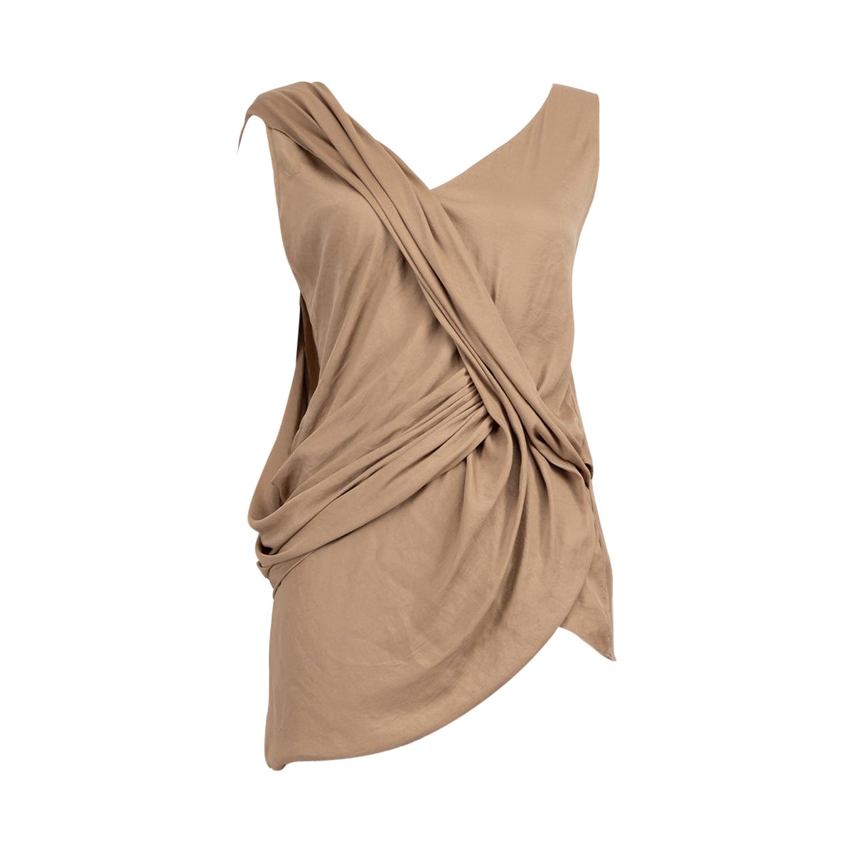Helmut Lang Brown Ruched Sleeveless Top Size M For Sale