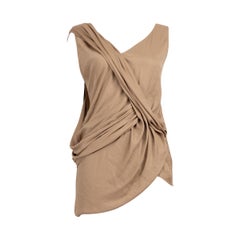 Helmut Lang Brown Ruched Sleeveless Top Size M