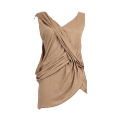 Helmut Lang Brown Top sans manches froncé Taille M