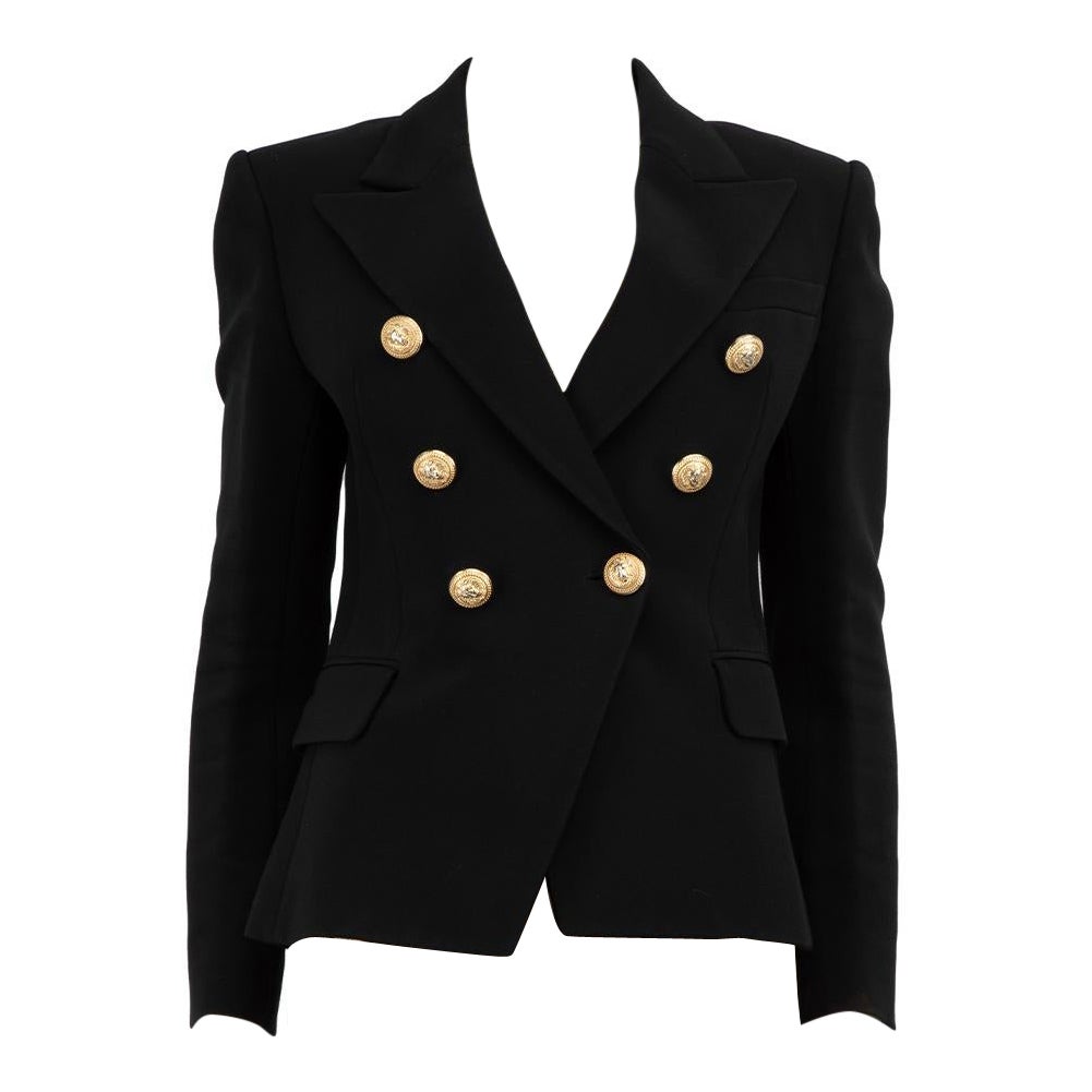 Balmain Black Double Breasted Blazer Size M For Sale