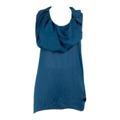 Givenchy Blaues ärmelloses Top mit Rüschen Größe XL
