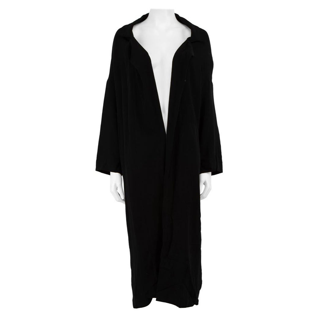 Manteau long surdimensionné en laine noire Yohji Yamamoto, taille L en vente