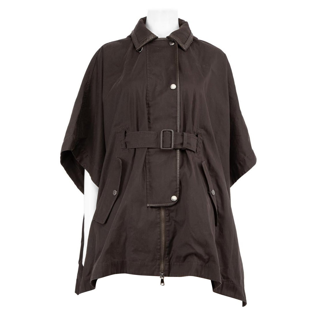 Max Mara Brown Belted Zipped Cape Size S For Sale