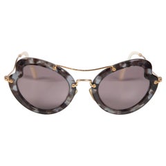 Vintage Miu Miu Grey Tortoise Shell Cat Eye Sunglasses