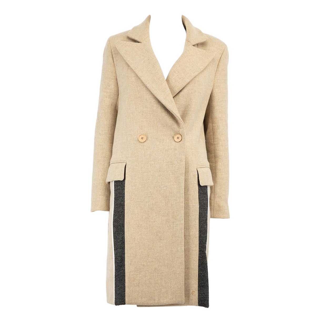 Nicole Farhi Beige Stripe Detail Coat Size S For Sale
