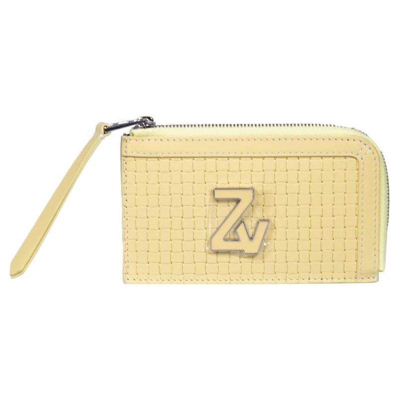 Zadig & Voltaire Yellow Leather Woven Detail Purse For Sale