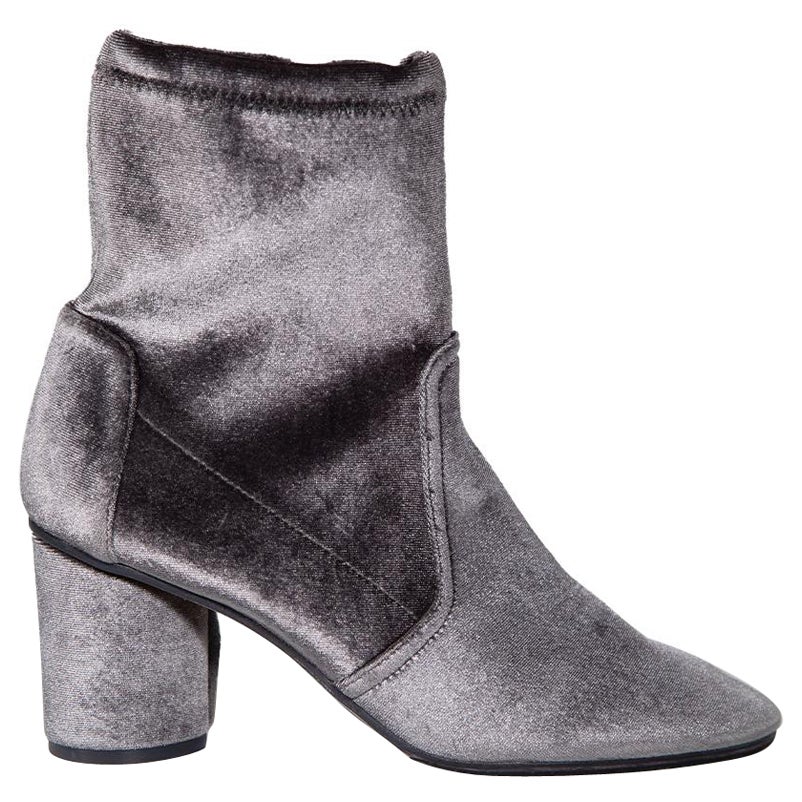 Stuart Weitzman Grey Velvet Sock Boots Size IT 36.5 For Sale