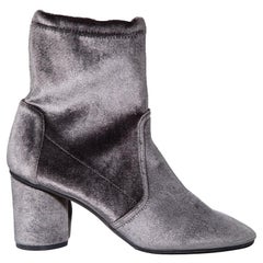 Used Stuart Weitzman Grey Velvet Sock Boots Size IT 36.5