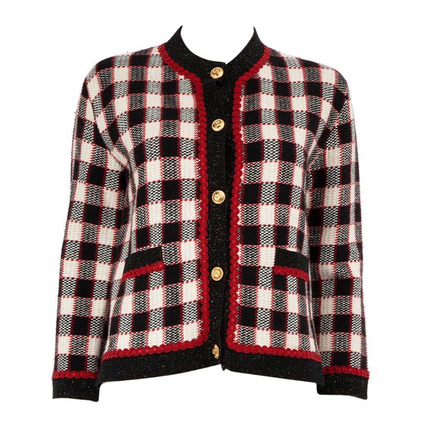 Gucci Checkered Wool Knit Cardigan Size S For Sale