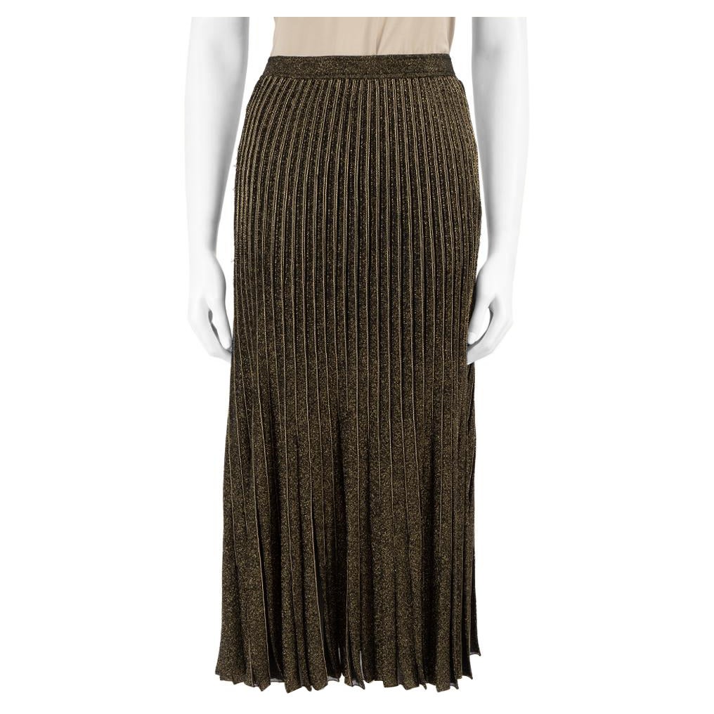 Roberto Cavalli Gold Metallic Pleated Knit Skirt Size XS For Sale
