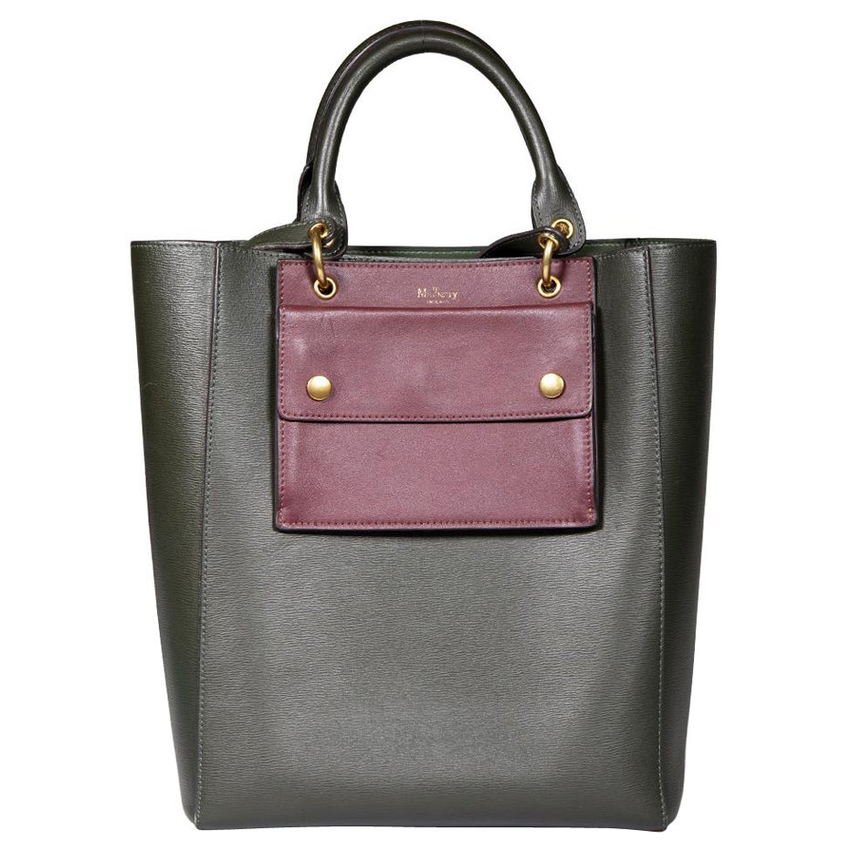 Mulberry Green Leather Maple Tote Bag im Angebot