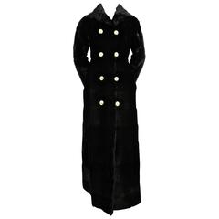 1960's REVILLON full length sheared fur coat with gold buttons