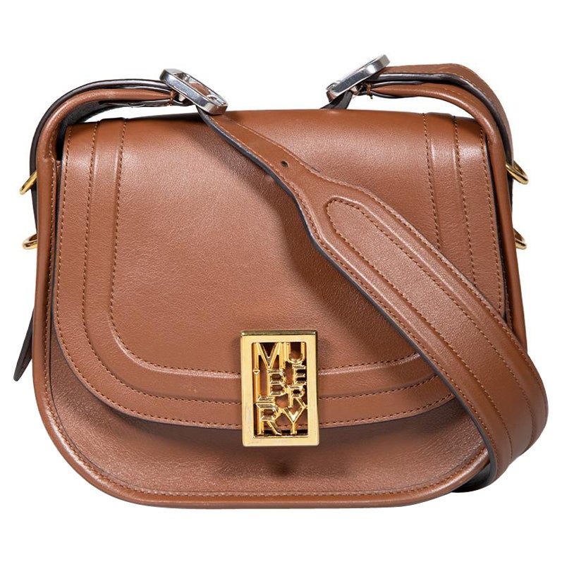 Mulberry Brown Calf Leather Small Sadie Silky Satchel For Sale
