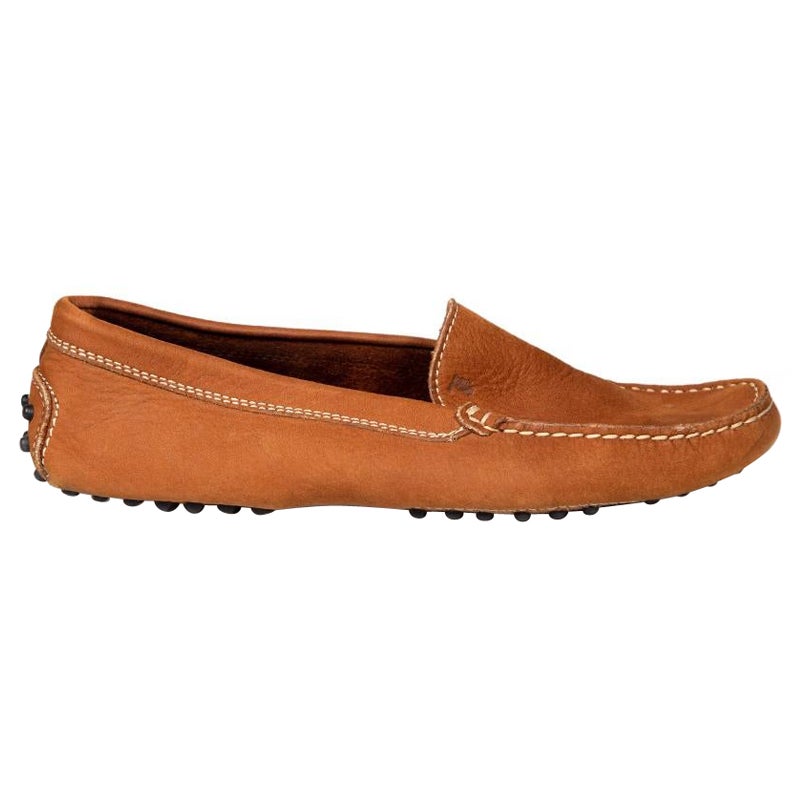 Tod's Brown Leather Driving Loafers Size IT 38 For Sale