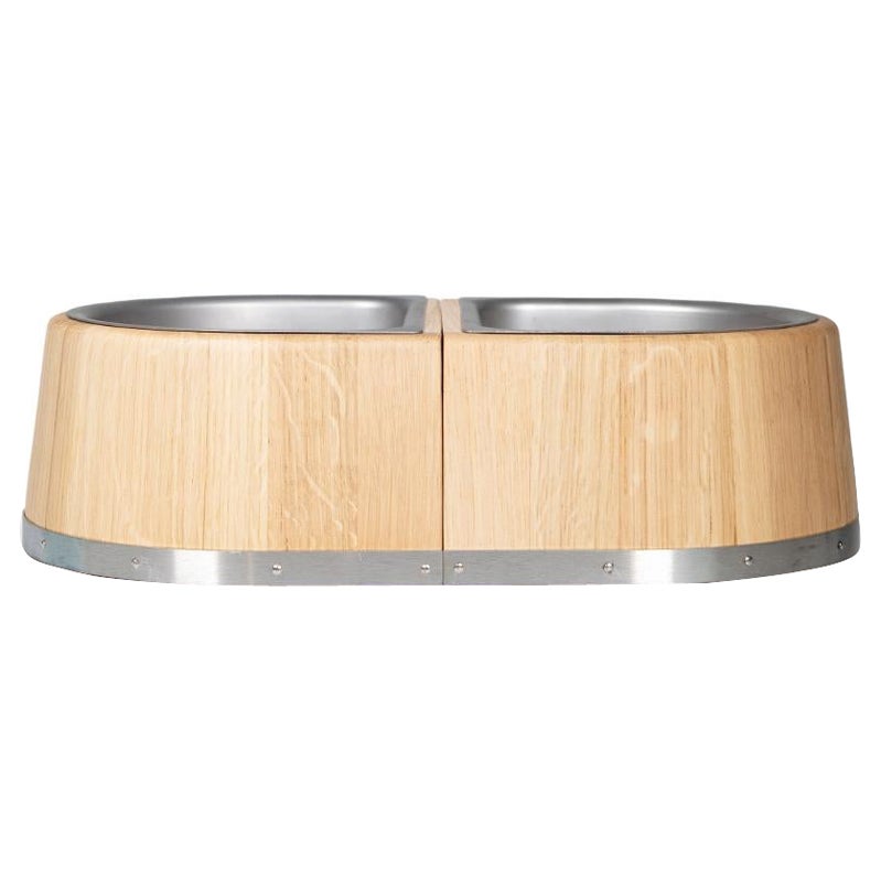 Hermès Beige Oak Wood Chaine d'Ancre Dog Bowl For Sale