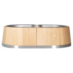 Hermès Beige Oak Wood Chaine d'Ancre Dog Bowl