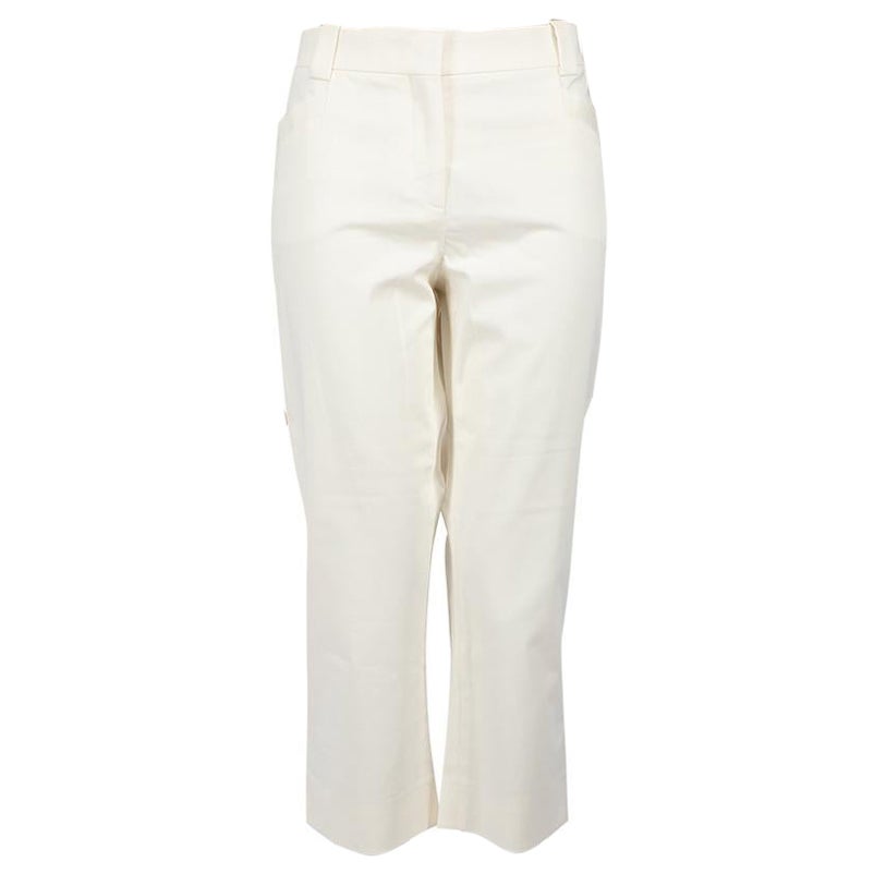 Loro Piana White Cropped Straight Leg Trousers Size XL