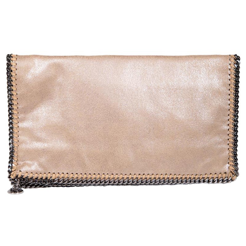Stella McCartney Light Brown Faux Leather Falabella Clutch For Sale
