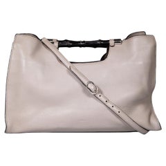 Gucci Grey Leather Daily Bamboo Satchel