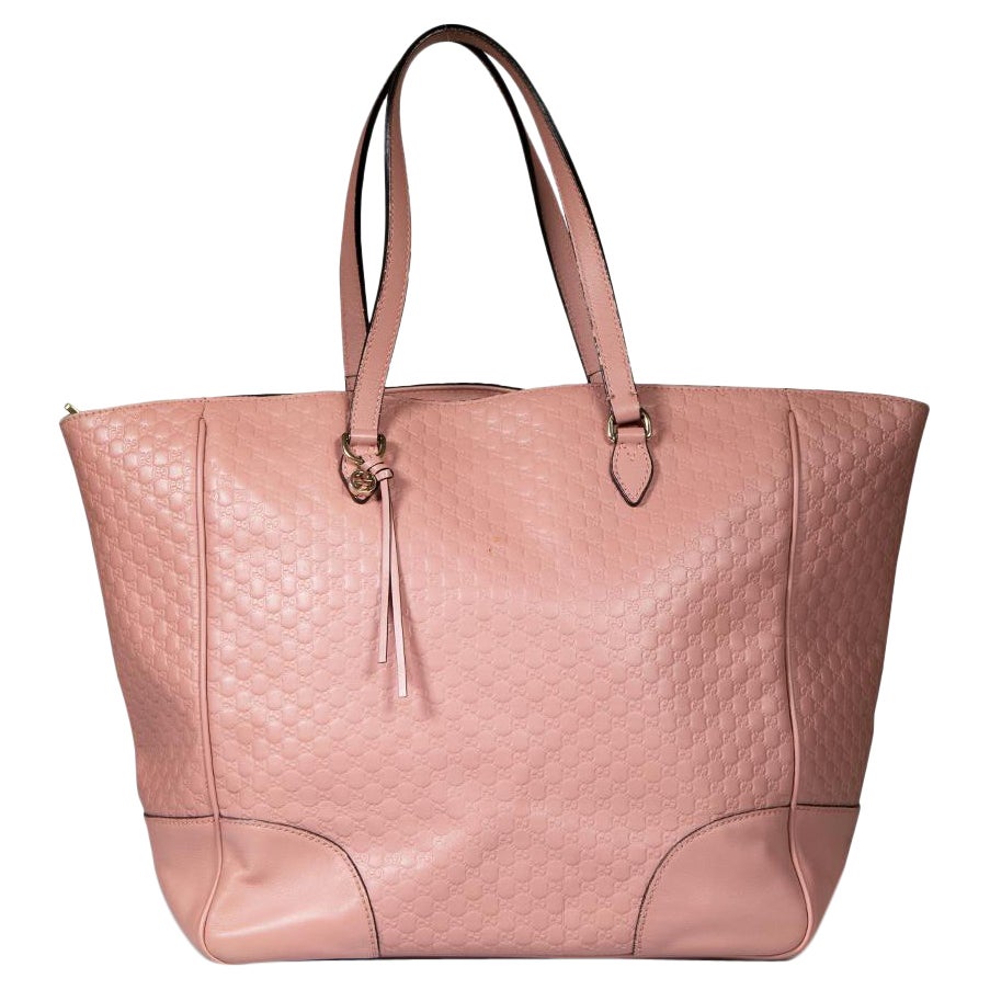 Gucci Pink Leather Microguccissima Medium Bree Tote For Sale