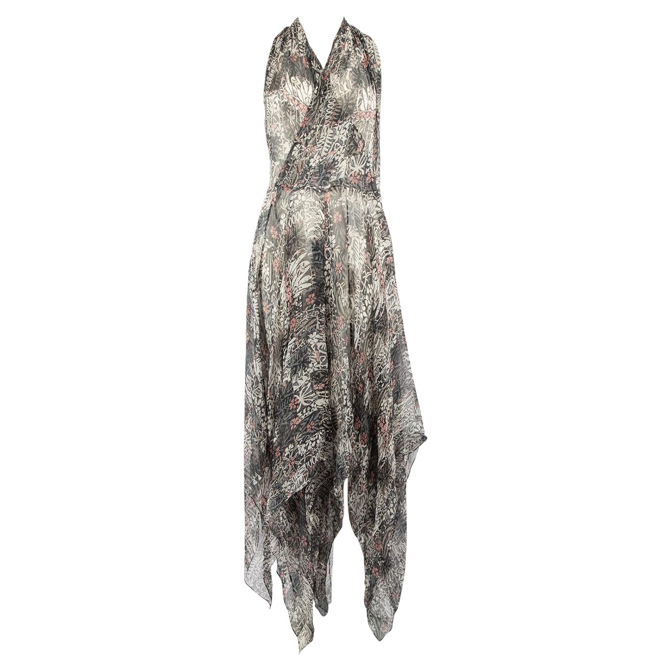 Alaïa Flowery Print Halterneck Tie Midi Dress Size S For Sale