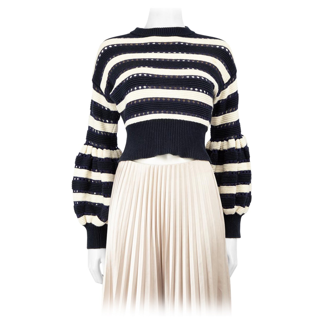 Self-Portrait Stripe Knit Cropped Sweater Size S For Sale
