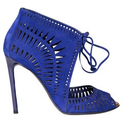 Used Tom Ford Blue Suede Cut Out Detail Heels Size IT 36