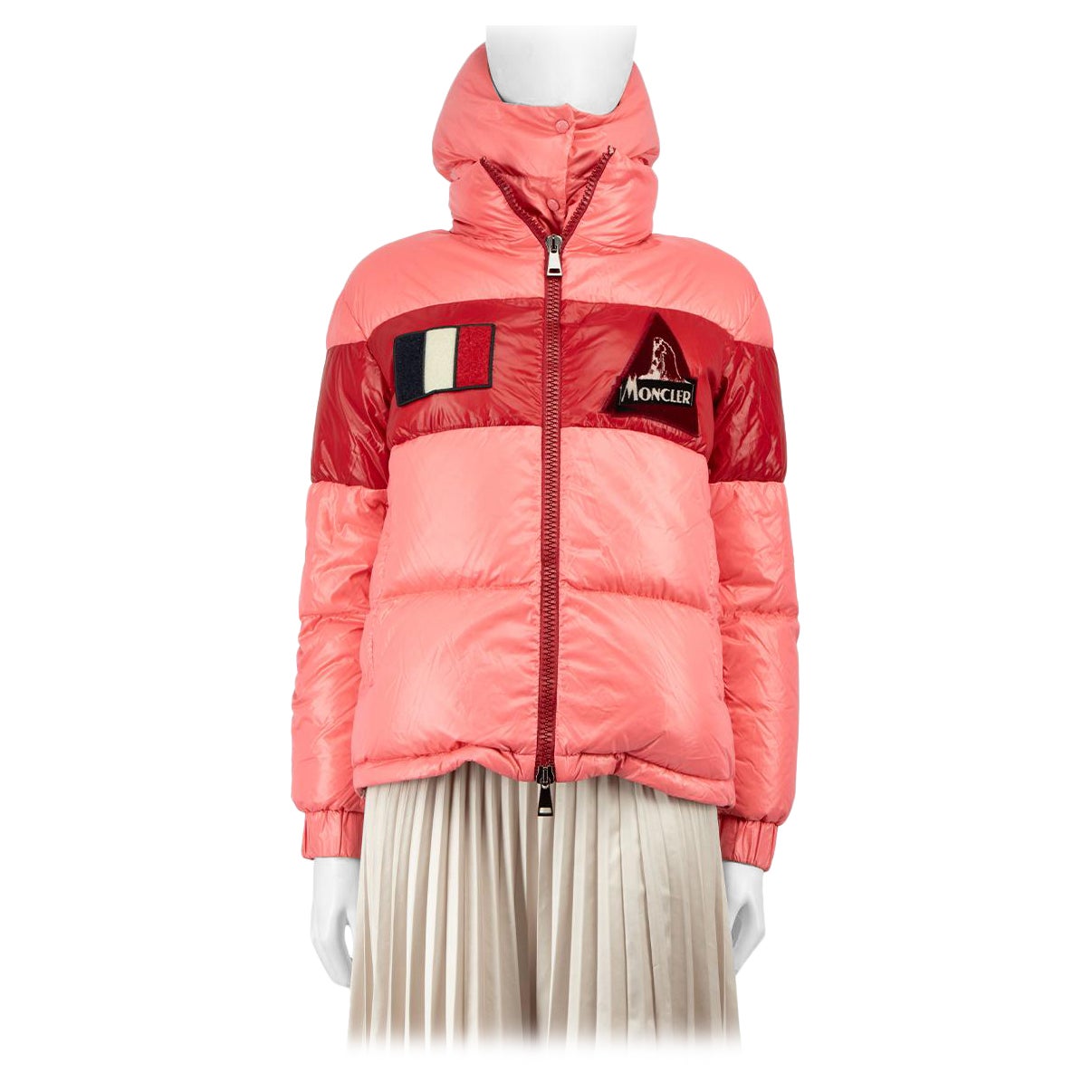 Moncler Pink Gary Colour Block Puffer Jacket Size S For Sale