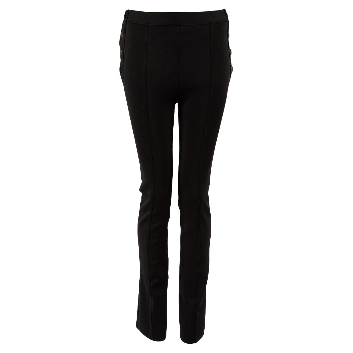 Givenchy Black Logo Button Detail Skinny Trousers Size S en vente