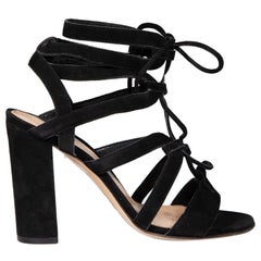 Gianvito Rossi Black Suede Heeled Strappy Sandals Size IT 36