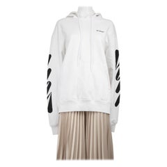 Sudadera con capucha Off-White blanca con estampado de ondas diagonales Talla XL