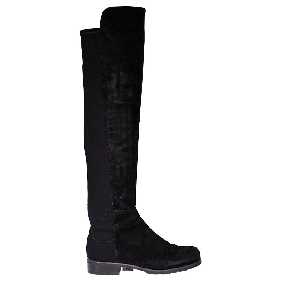 Stuart Weitzman Black Suede Knee High 5050 Boots Size IT 36 For Sale
