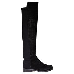Used Stuart Weitzman Black Suede Knee High 5050 Boots Size IT 36