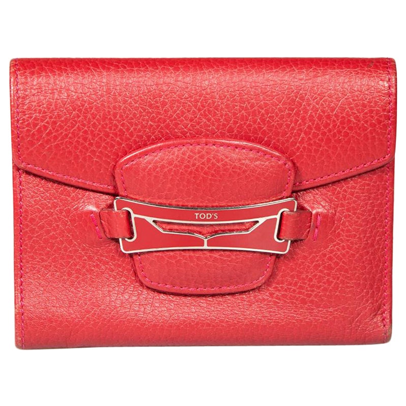 Tod's Red Leather Wallet For Sale