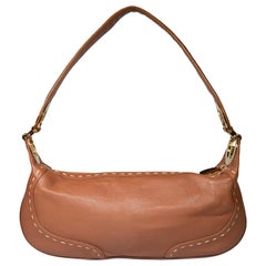 Escada Brown Leather Buckle Strap Shoulder Bag