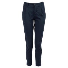 Loro Piana, pantalon ajusté taille basse bleu marine, taille XXS