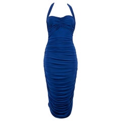 Robe dos nu froncée bleu Norma Kamali, taille XS